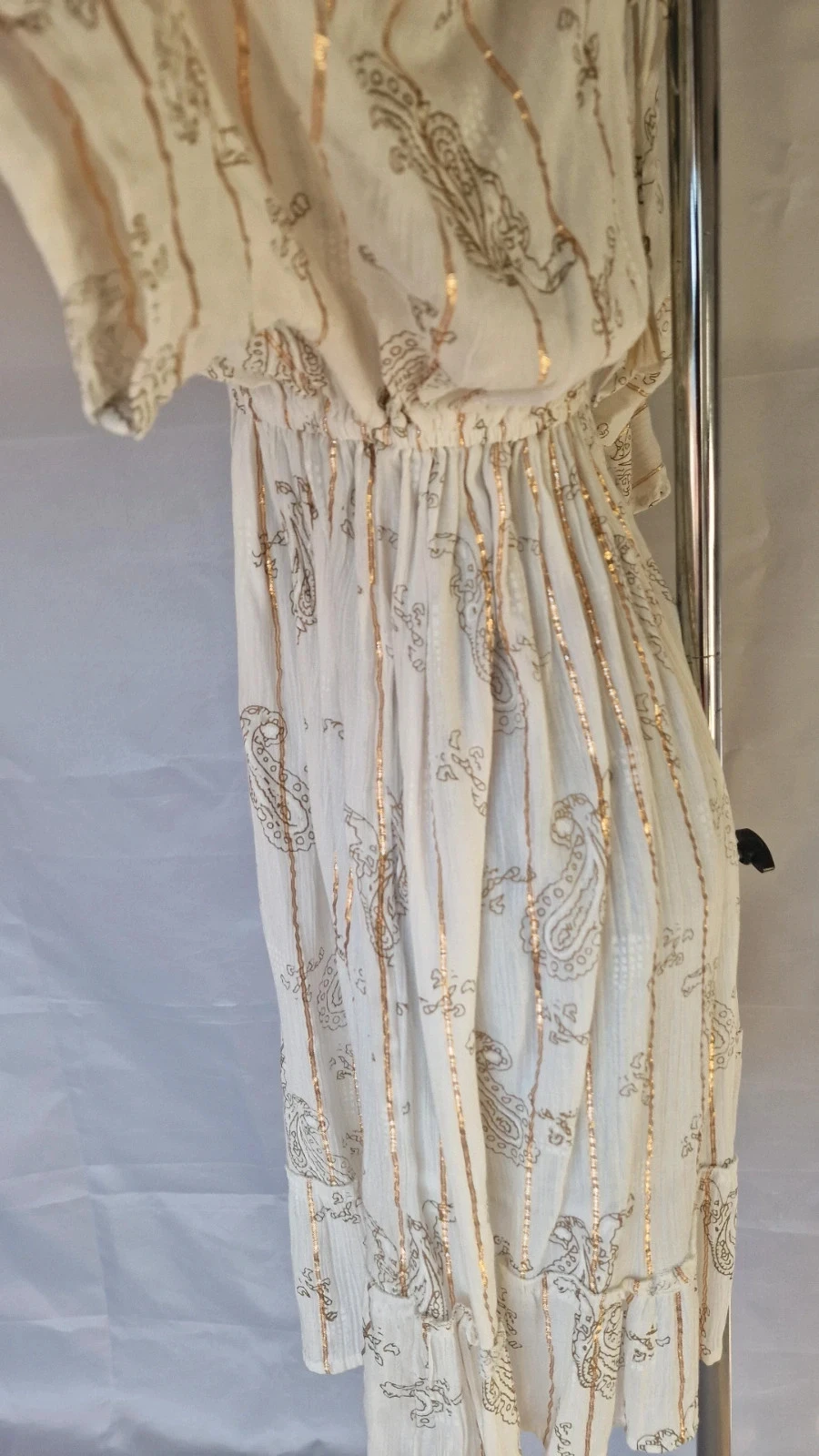 Robe bohème blanche et dorée – détails brodés – taille 36/38 – photo 12